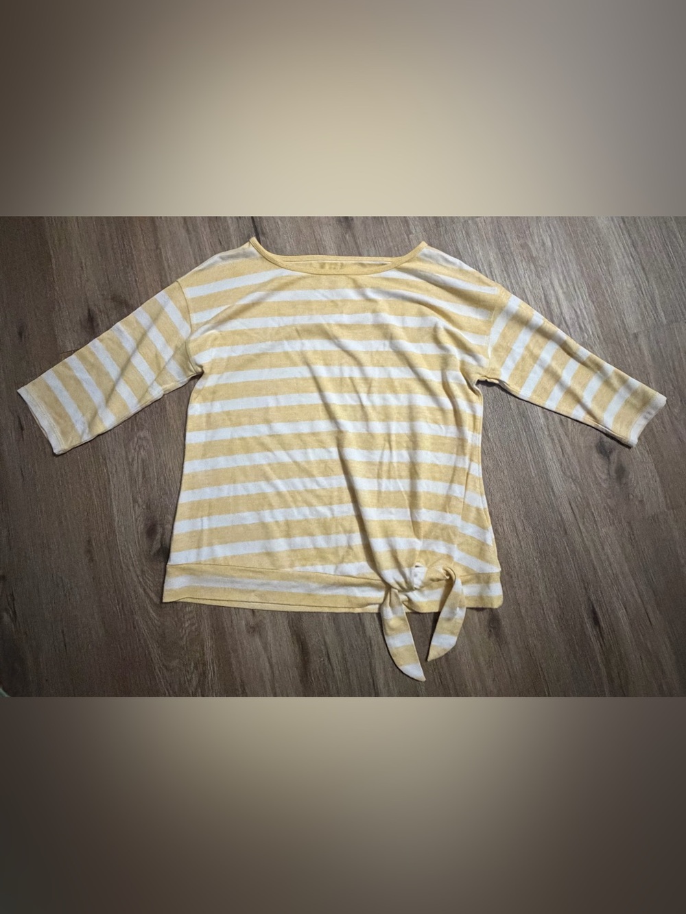 Talbots - Yellow & White Striped Tie-Hem Tunic - Size Medium
